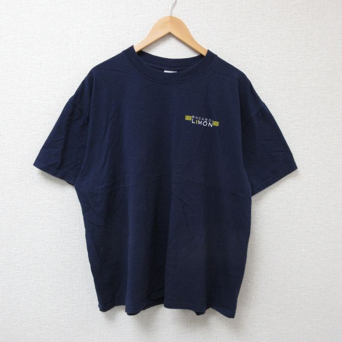 XL/古着 半袖 Tシャツ メンズ LIMON 大きいサイズ コットン クルーネック 紺 ネイビー 25jul05 中古拍卖