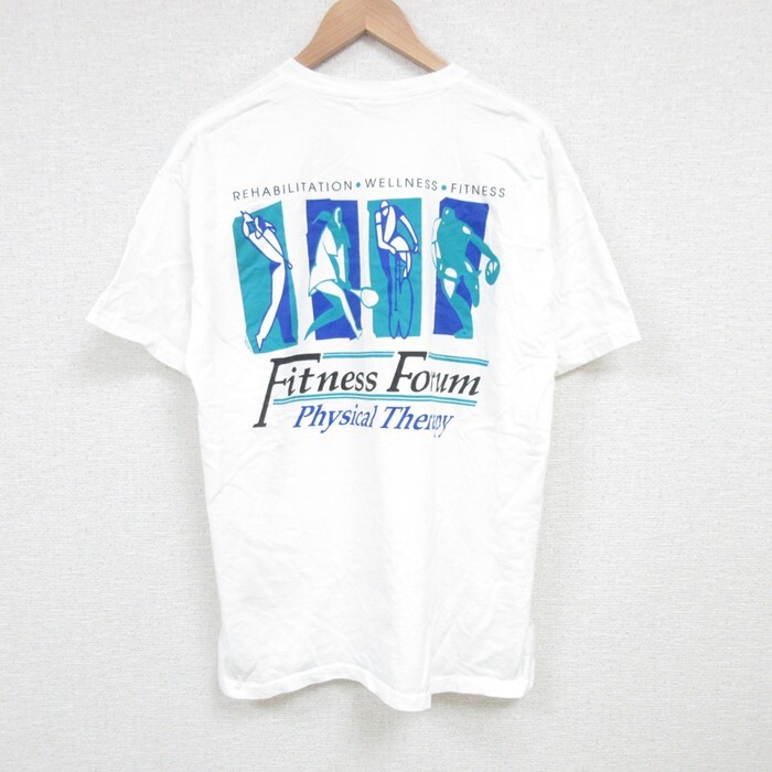 L/古着 ヘインズ 半袖 ビンテージ Tシャツ メンズ 00s フィットネス コットン クルーネック 白 ホワイト 25jul04 中古拍卖
