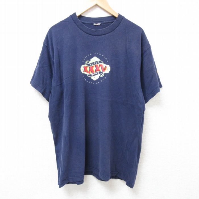 XL/古着 半袖 ビンテージ Tシャツ メンズ 00s スーパーボール 大きいサイズ クルーネック 紺 ネイビー 25jul07 中古拍卖