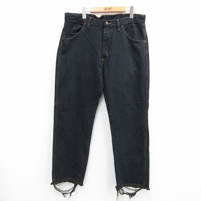 W37/古着 ラスラー ジーンズ メンズ コットン 黒 ブラック 25jul05 中古 ボトムス ジーパン Gパン ロング パンツ拍卖