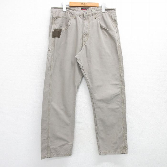 W36/古着 ラングラー パンツ メンズ リップストップ ベージュ カーキ 25jul10 中古 ボトムス ロング拍卖