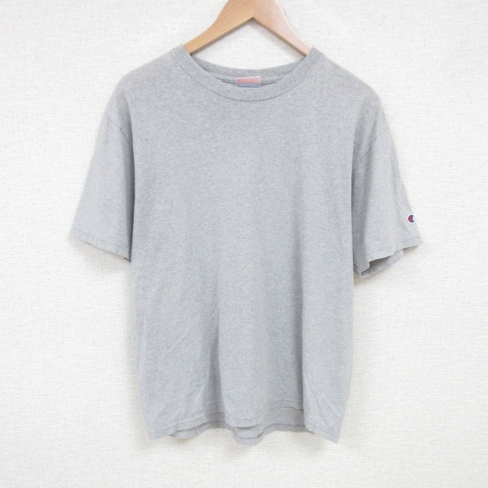 L/古着 チャンピオン champion 半袖 ビンテージ Tシャツ メンズ 00s 無地 コットン クルーネック グレー 霜降り 25jul16 中古拍卖
