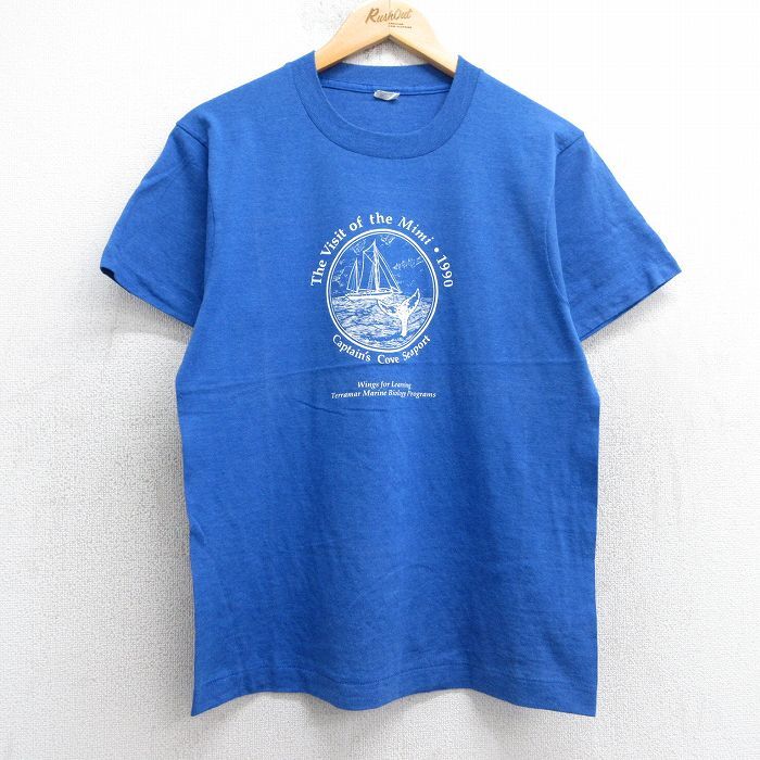 M/古着 スクリーンスターズ 半袖 ビンテージ Tシャツ メンズ 90s 船 クルーネック 青 ブルー 25jul16 中古拍卖
