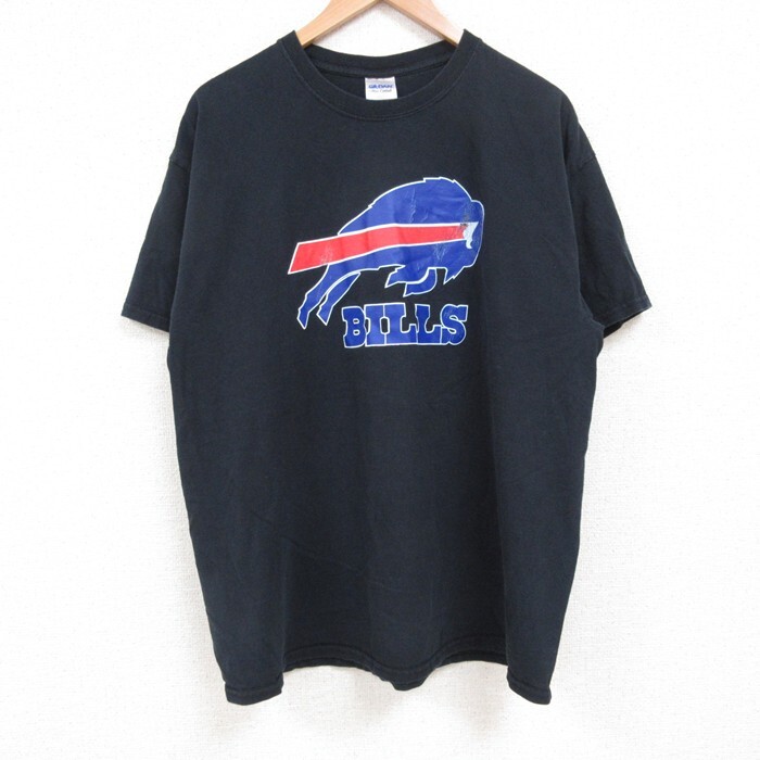 XL/古着 半袖 Tシャツ メンズ NFL バッファロービルズ コットン クルーネック 黒 ブラック アメフト スーパーボウル 25jul14 中古拍卖
