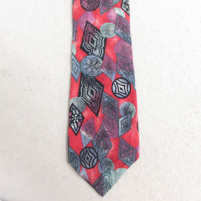 中古 ネクタイ 90s 総柄 シルク 赤 レッド 25jul15拍卖