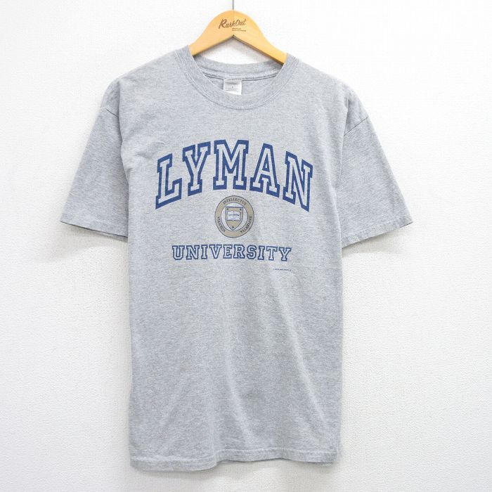 L/古着 半袖 ビンテージ Tシャツ メンズ 00s ライマン 大学 クルーネック グレー 霜降り 25jul12 中古拍卖