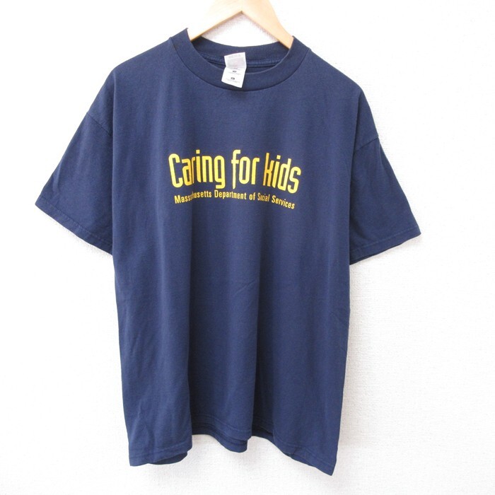 XL/古着 フルーツオブザルーム 半袖 ビンテージ Tシャツ メンズ 00s Caring クルーネック 紺 ネイビー 25jul15 中古拍卖