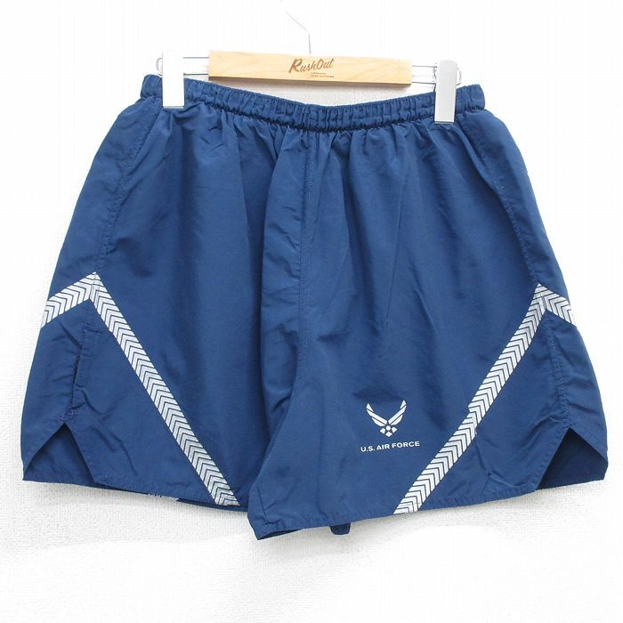 W32/古着 ショート ミリタリー トレーニング パンツ ショーツ メンズ 00s USエアフォース リフレクター 紺他 ネイビー 25jul17 中古 ボトム拍卖