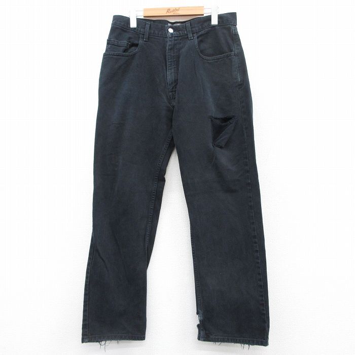 W34/古着 リーバイス Levis ジーンズ メンズ 00s シルバータブ コットン 黒 ブラック デニム 25jul15 中古 ボトムス ジーパン Gパン ロング拍卖