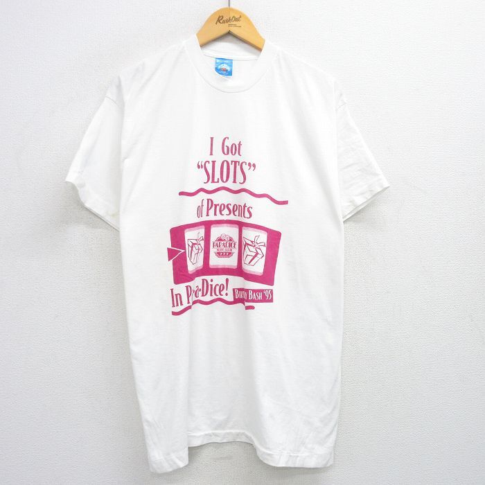 XL/古着 フルーツオブザルーム 半袖 ビンテージ Tシャツ メンズ 90s スロット プレゼント 大きいサイズ コットン クルーネック 白 ホワイト拍卖