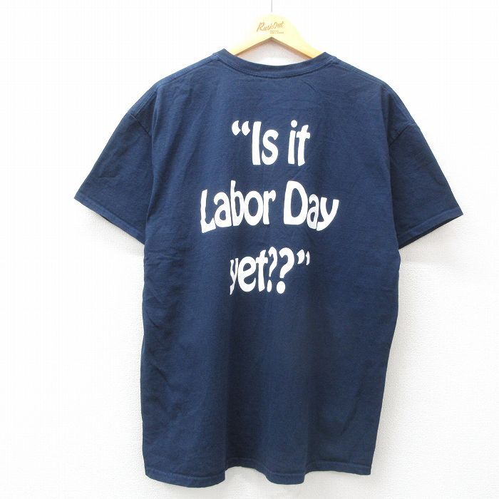 XL/古着 半袖 ビンテージ Tシャツ メンズ 00s Labor Pay コットン クルーネック 濃紺 ネイビー 25jul19 中古拍卖