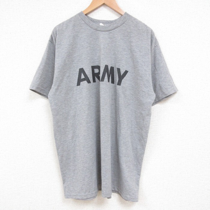 XL/古着 半袖 ビンテージ Tシャツ メンズ 00s ミリタリー アーミー ARMY リフレクター コットン クルーネック 濃グレー 霜降り 25jul19 中拍卖