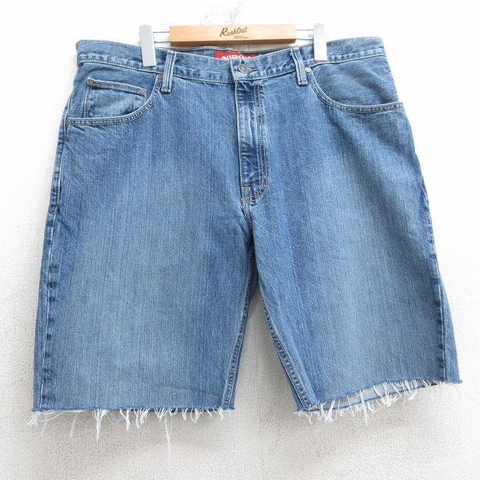 W39/古着 アリゾナジーンズ ショート パンツ ショーツ メンズ コットン 紺 ネイビー デニム 25jul18 中古 ボトムス 短パン ショーパン ハー拍卖