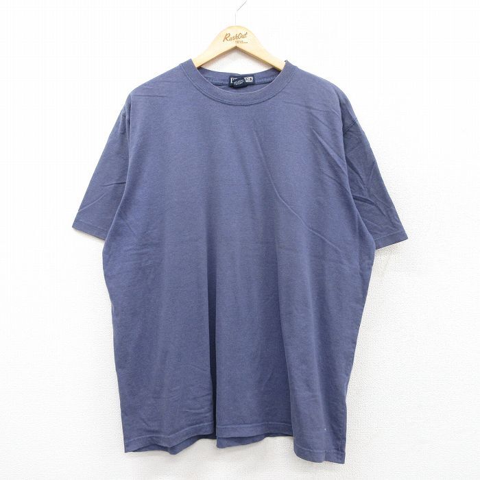 XL/古着 ランズエンド 半袖 ビンテージ Tシャツ メンズ 00s 無地 大きいサイズ コットン クルーネック 薄紺 ネイビー spe 25jul22 中古拍卖