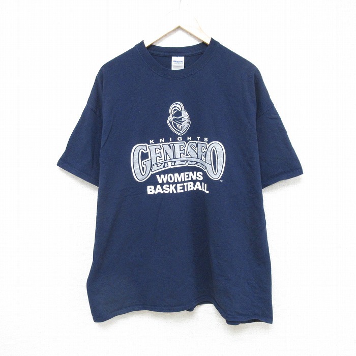 XL/古着 半袖 Tシャツ メンズ バスケットボール 大きいサイズ コットン クルーネック 紺 ネイビー 25jul18 中古拍卖