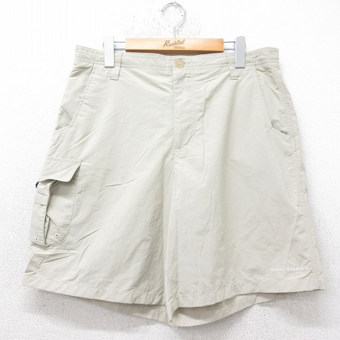 W35/古着 コロンビア ショート ナイロン パンツ ショーツ メンズ PFG ベージュ カーキ 25jul18 中古 ボトムス 短パン ショーパン拍卖