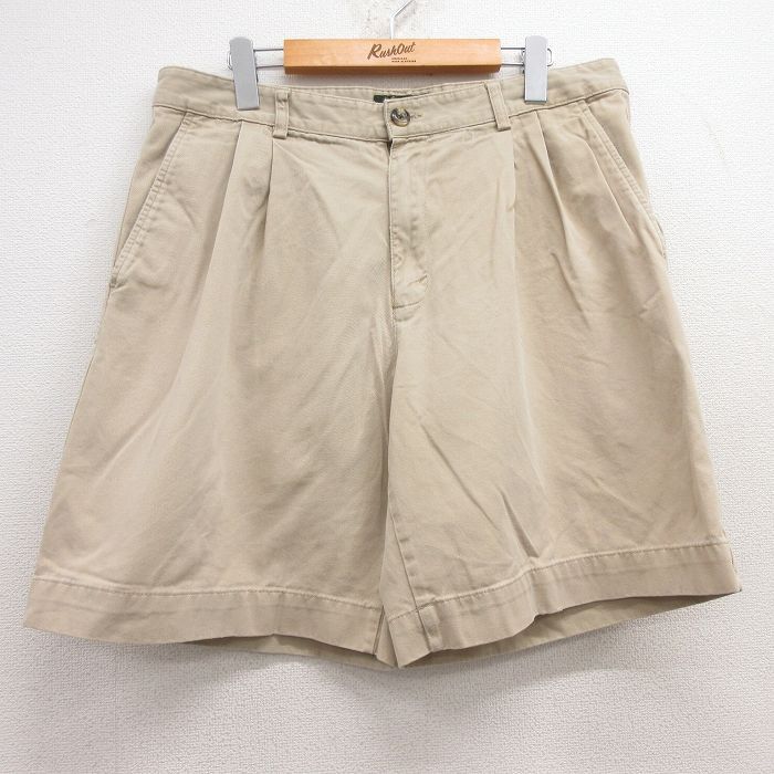 W34/古着 エディーバウアー ショート チノ パンツ チノパン ショーツ メンズ コットン ベージュ カーキ 25jul18 中古 ボトムス 短パン ショ拍卖