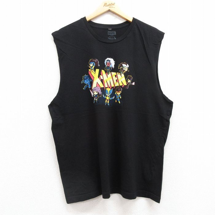 XL/古着 ノースリーブ Tシャツ メンズ マーベル XMEN コットン クルーネック 黒 ブラック 25jul18 中古拍卖