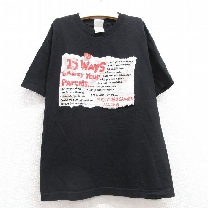 古着 半袖 ビンテージ Tシャツ キッズ ボーイズ 子供服 00s 15ways コットン クルーネック 黒 ブラック 25jul24拍卖