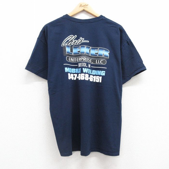 XL/古着 半袖 ビンテージ Tシャツ メンズ 00s LEKER 大きいサイズ コットン クルーネック 紺 ネイビー 25jul22 中古拍卖