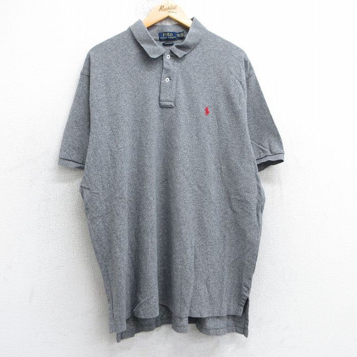 XL/古着 ラルフローレン 半袖 ブランド ポロ シャツ メンズ ワンポイントロゴ 鹿の子 大きいサイズ コットン グレー 25jul18 中古 トップス拍卖