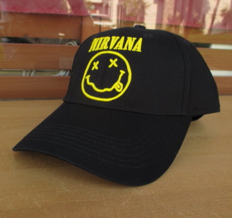 SALE!NIRVANA!スマイリー・ロゴ・キャップ!ROCK・OFF社製(イギリス)日本正規未展開モデル!ブラック:FREEサイズ拍卖