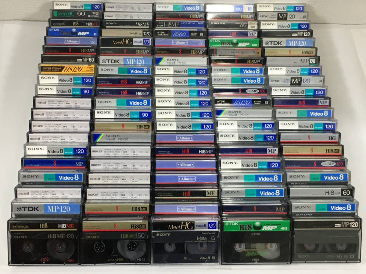 ★☆コ129 中古 8ミリ 8㎜ ビデオテープ Hi8 100本 まとめ売り SONY TDK maxell 他☆★拍卖