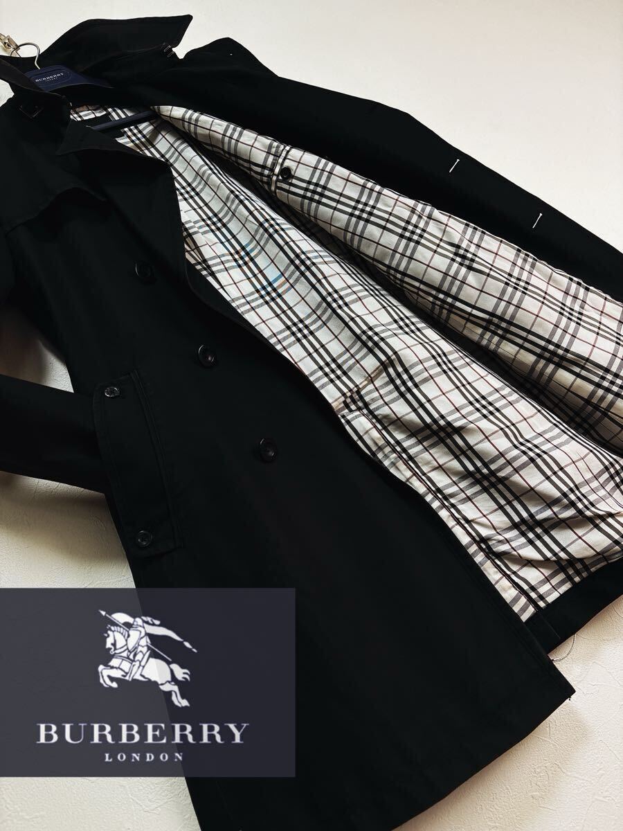 j9 超別格品!!! 定価10万●BURBERRY BLACK LABEL●日本製 トレンチコート バーバリーコート メンズ 大きめ L 一生モノ ノバチェック拍卖