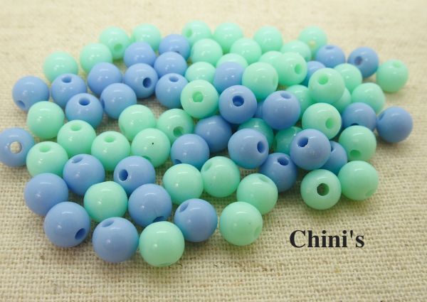 即決 100個 ラウンドアクリルビーズ 水色ミックス 6mm☆アクセサリー パーツ拍卖