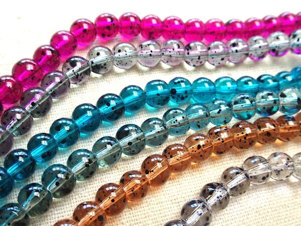 即決☆50個 6mm プリント ガラスランド ビーズ ミックス★パーツ ハンドメイドピアス に拍卖