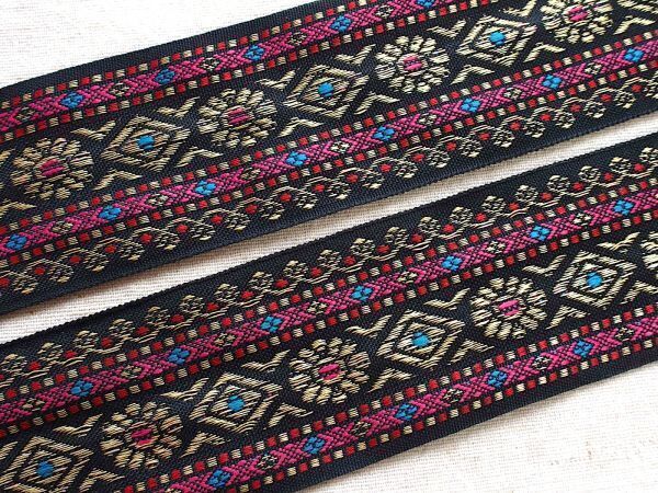 即決 ! 0.5mより インド刺繍リボン チロリアンテープ 黒☆民族衣装☆手芸 リボン拍卖