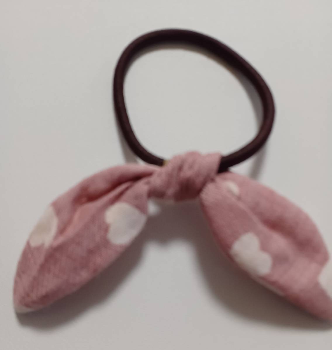 ★ピンク 生地 ハート柄 リボン 髪ゴム ヘアゴム 茶ゴム拍卖