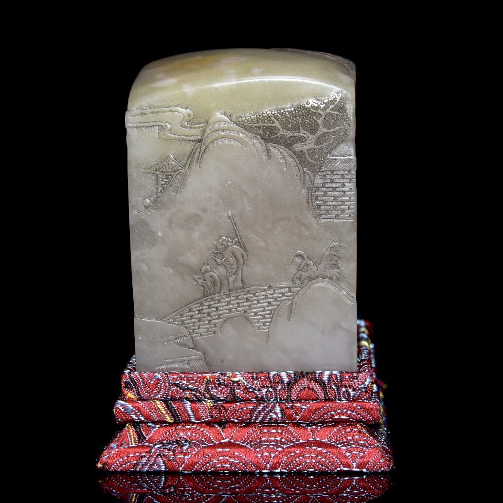 唐物 【清代篆刻家 呉昌碩 号:倉石】寿山石 ライチ凍 田黄石 印章 原石原色 天然石 手彫 篆刻 古印材 極細工 時代物 中国古玩 骨董品 D67拍卖