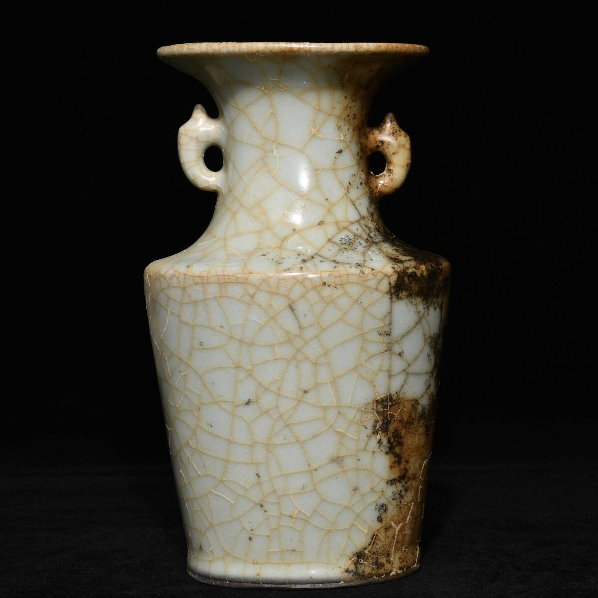 唐物 宋 官磁 双耳瓶 陶芸 磁器 中国磁器 極細工 古美術品 時代物 中国古玩 骨董品 D67拍卖