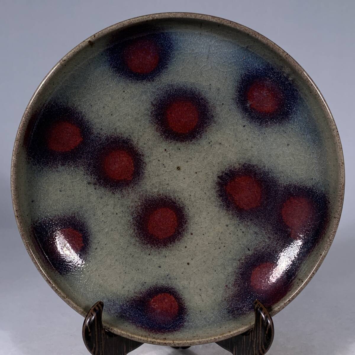 唐物 宋 鈞窯 バラ紫 斑盤 陶芸 古陶磁器 中国磁器 古美術品 時代物 中国古玩 骨董品 D67拍卖
