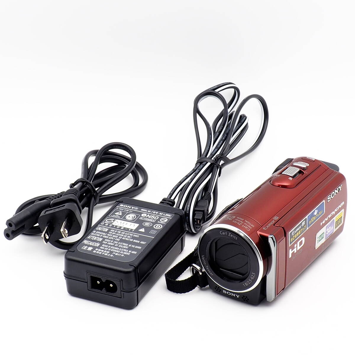 SONY HANDYCAM HDR-CX170 レッド Carl Zeiss Vario-Tessar 2.5-62.5mm F1.8 光学25xズーム 内蔵メモリー 32GB 撮影テスト確認済 良好拍卖