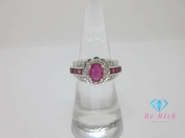 Pt900 プラチナ ルビー 1.58ct ホワイトサファイア 0.50ct 付 デザイン リング 指輪 12号 宝石 ジュエリー【中古】【送料無料】th12699拍卖
