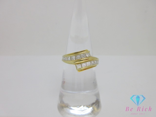 K18 YG ダイヤモンド 1.00ct 付 デザイン リング 指輪 13号 18金 750 宝石 ジュエリー アクセサリー 【中古】【送料無料】th12988拍卖
