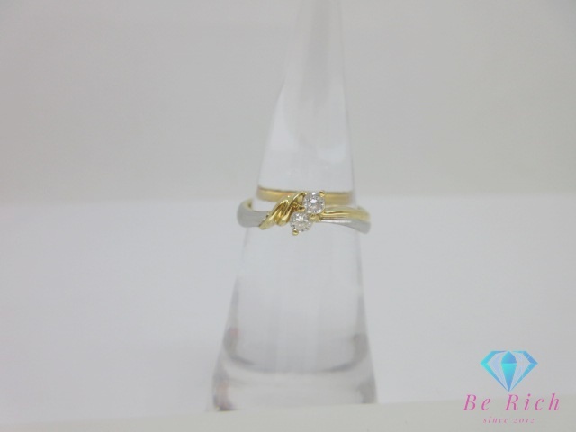 K18 Pt900 イエロー ゴールド プラチナ ダイヤモンド 0.15ct 付 コンビ リング 指輪 8号 YG 18金 750 【中古】【送料無料】th12990拍卖