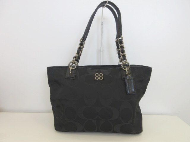 コーチ COACH ショルダーバッグ トートバッグ シグネチャー F16410 黒 ブラック キャンバス レザー ロゴ 肩掛け 鞄 【中古】 bk10074拍卖