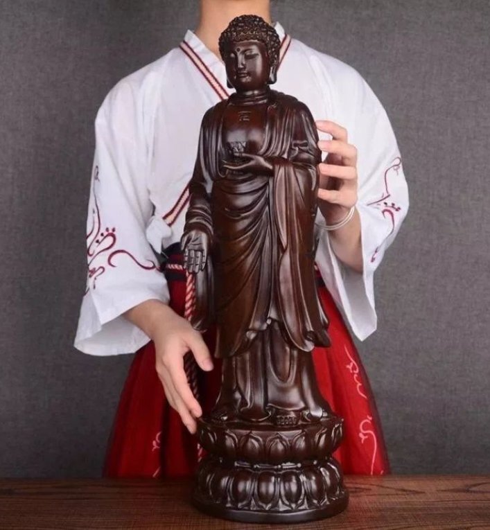 黒檀*実木彫刻仏如来仏像阿弥陀仏工芸品置物拍卖