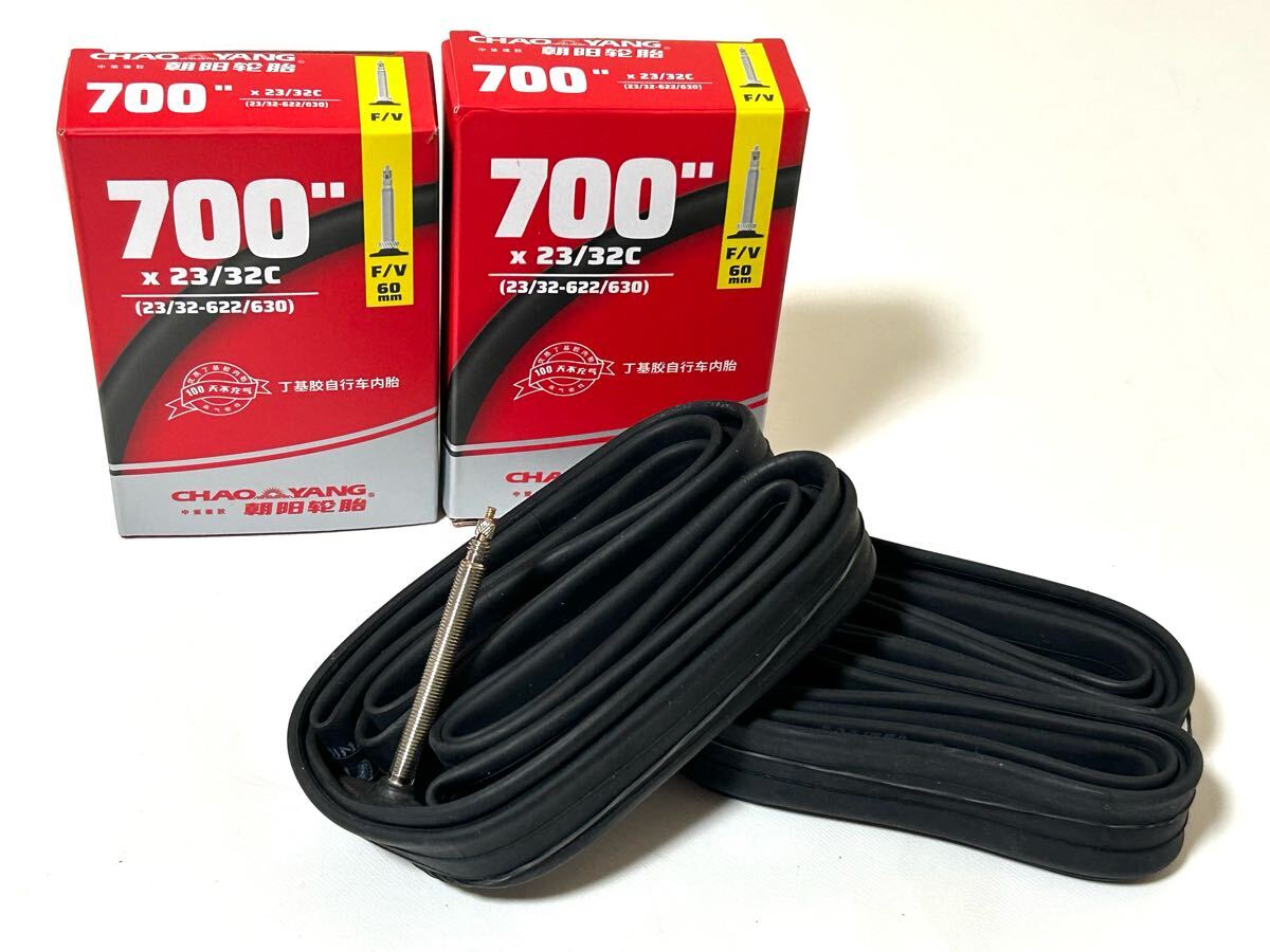 【送料無料特価】CHAOYANG ブチルチューブ 700×23-32C 仏式バルブ長60mm 新品2個セット《チャオヤン/700C/27インチ》拍卖