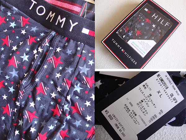 新品 TOMMY HILFIGER トミー ヒルフィガー 星柄 プリント ボクサー パンツ 2L XL LL 紺 ネイビー オーガニックコットン 大きいサイズ拍卖
