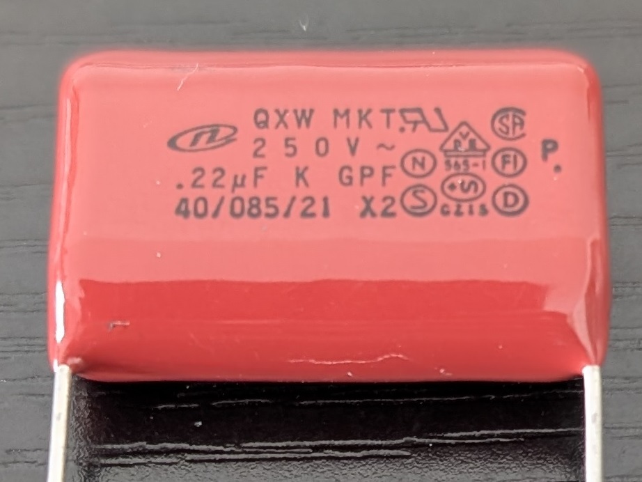 ニチコン製 QXWシリーズ フィルムコンデンサ 0.22μF AC250V X2 UL対応品 未使用品拍卖