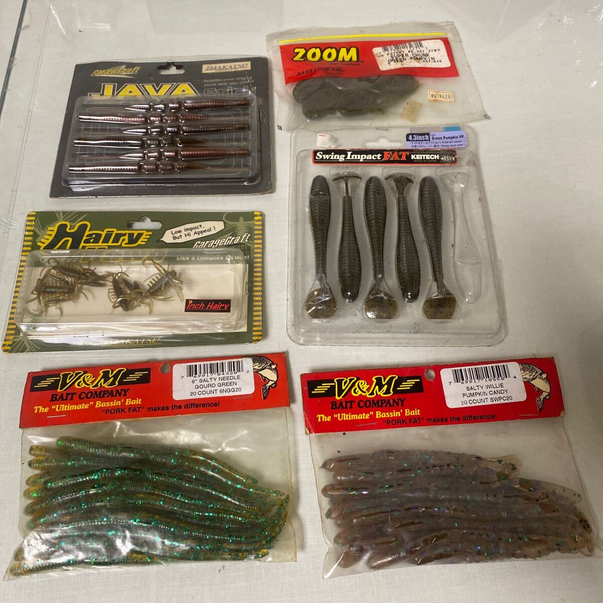 スイングインパクトファット 4.3インチ 101 グリーンパンプキンペッパー イマカツ ZOOM ワームバス釣り 6点まとめ 管2903ジャンク扱い拍卖