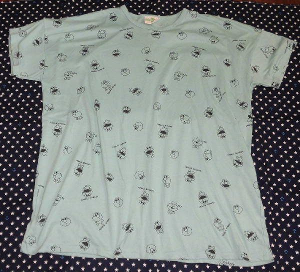 中古 SESAME STREETの半袖Tシャツ M パステルグリーン セサミストリート柄拍卖