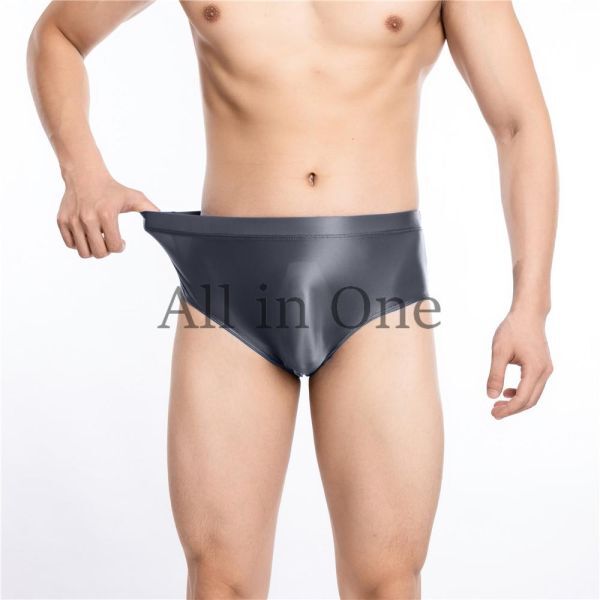 180-72-10 メンズ 艶々シャイニング ブリーフ フルバック ショーツ【グレー,Lサイズ】男性 セクシー アンダーウェア 下着 パンツ .3拍卖