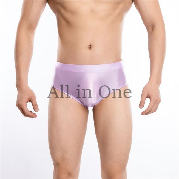180-61-10 メンズ 艶々シャイニング ブリーフ フルバック ショーツ【パープル,XLサイズ】男性 セクシー アンダーウェア 下着 パンツ .3拍卖