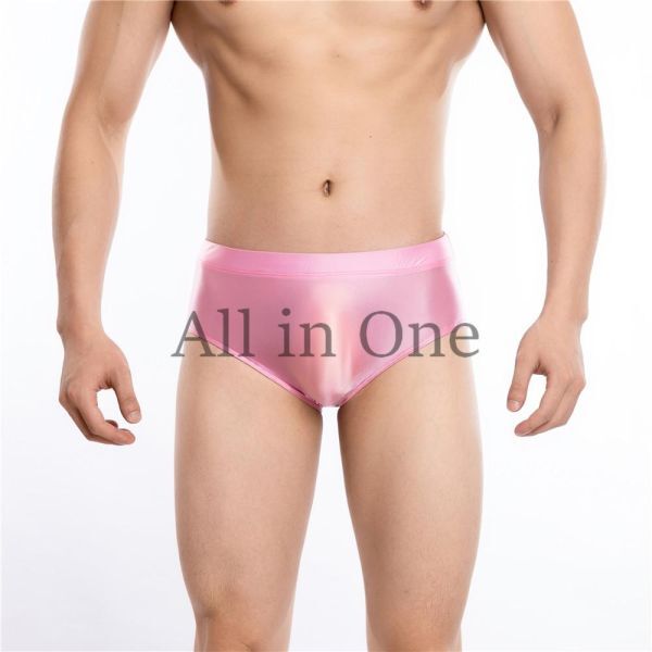 180-58-10 メンズ 艶々シャイニング ブリーフ フルバック ショーツ【ピンク,XLサイズ】男性 セクシー アンダーウェア 下着 パンツ .3拍卖