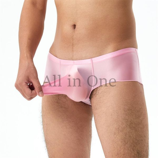 180-162-11 光沢 ツヤツヤ メンズ サオ付き ローライズ パンツ【ピンク,L】男性 下着 セクシー アンダーウェア ショーツ ブリーフ .3拍卖